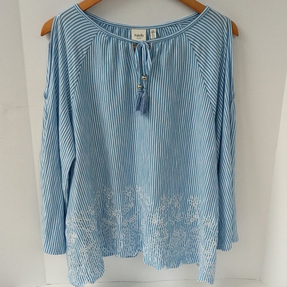 Rafaella Weekend cold shoulder embroidered shirt